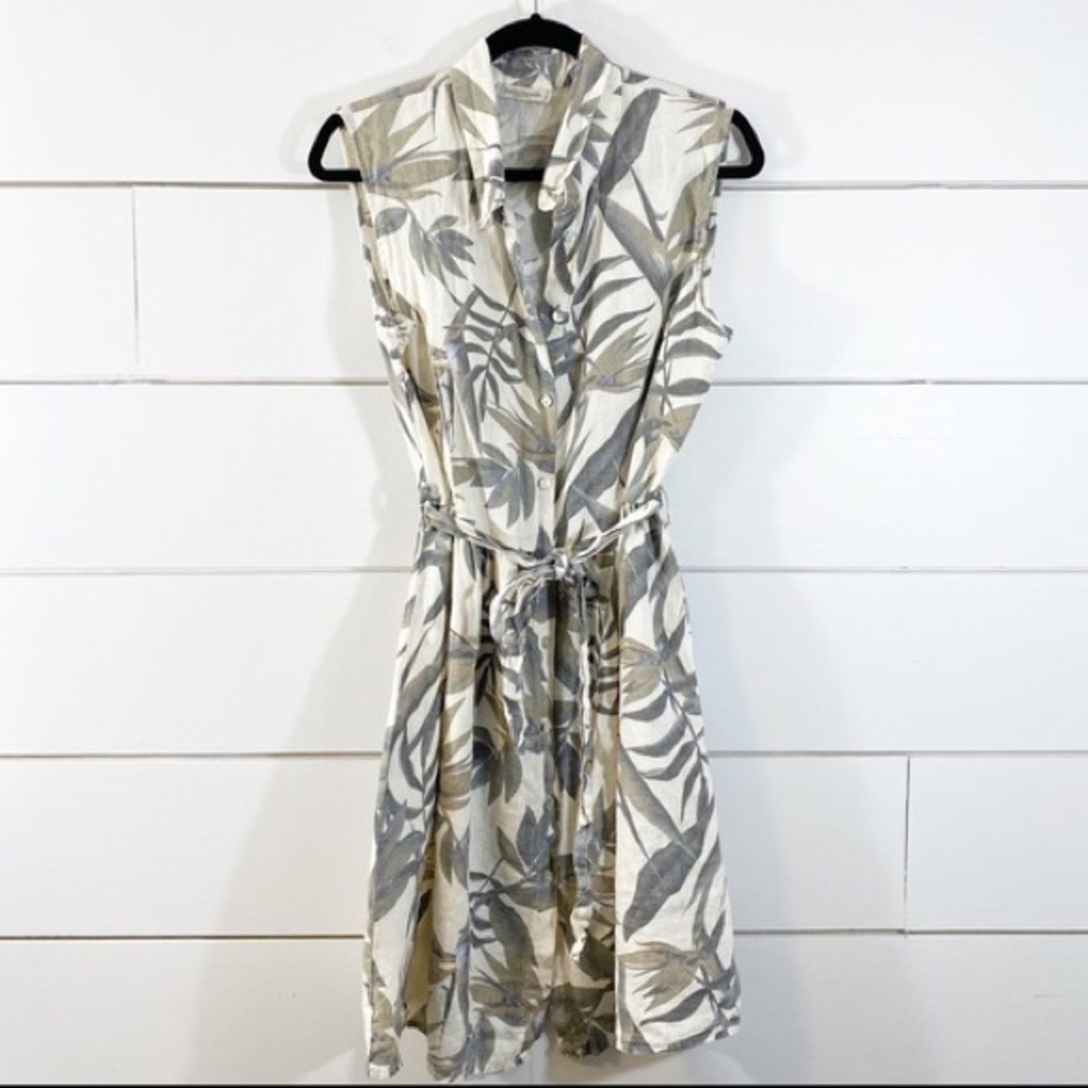 Linen Palm Tropical Dress